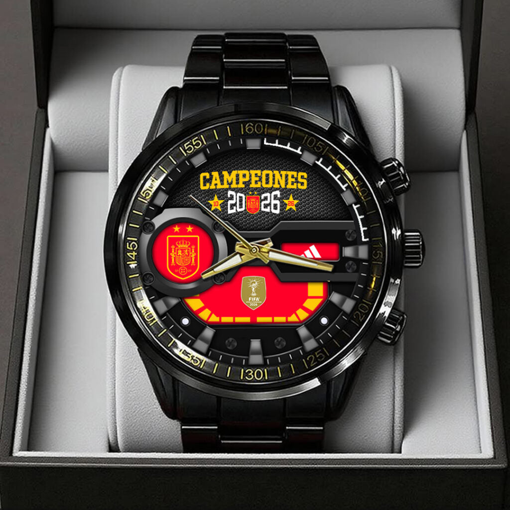Spain National Team 2026 FIFA World Cup Champions Black Stainless Steel Watch - TANTN24478