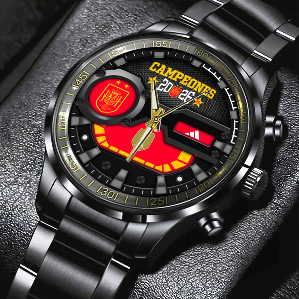 Spain National Team 2026 FIFA World Cup Champions Black Stainless Steel Watch - TANTN24478