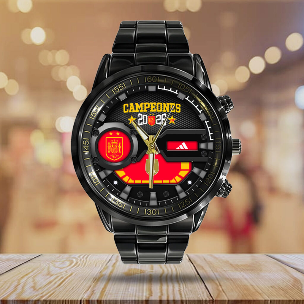 Spain National Team 2026 FIFA World Cup Champions Black Stainless Steel Watch - TANTN24478
