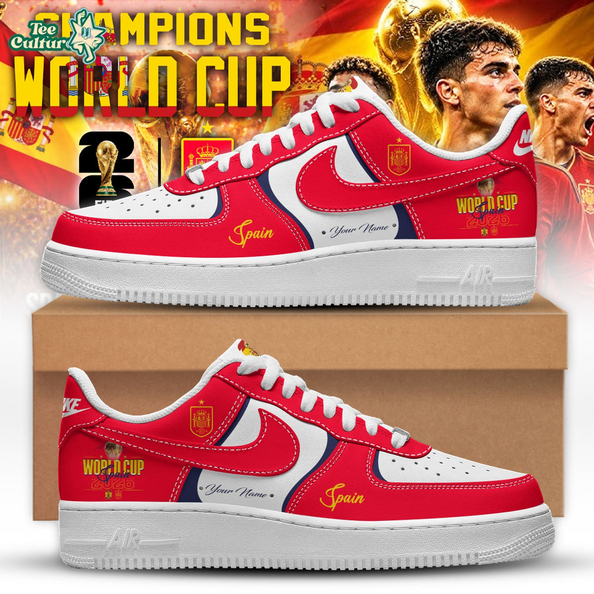 Spain Team World Cup Champions 2026 Personalized Air Force 1
