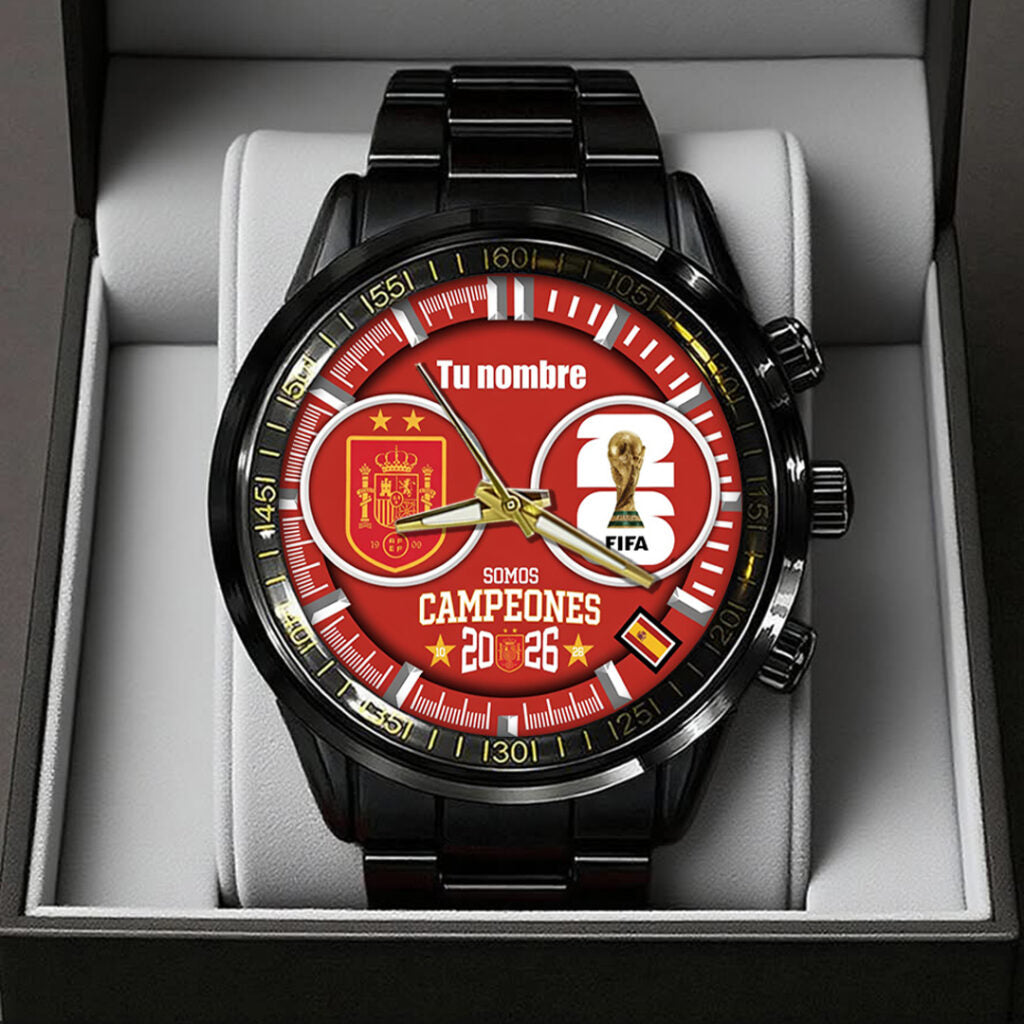 Spain National Team 2026 FIFA World Cup Champions Black Stainless Steel Watch - TANTN24345