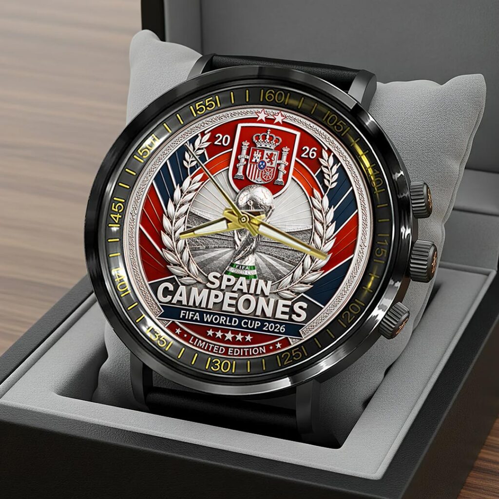 Spain National Team 2026 FIFA World Cup Champions Black Stainless Steel Watch - HOATT19798