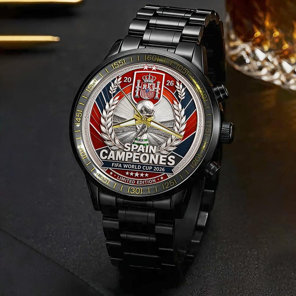 Spain National Team 2026 FIFA World Cup Champions Black Stainless Steel Watch - HOATT19798