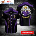 Spooky Skeleton Spirit Customizable Minnesota Vikings Hawaiian Shirt