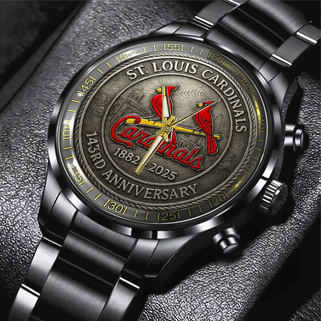 St. Louis Cardinals 143rd Anniversary 2025 Black Stainless Steel Watch - TANTN16201
