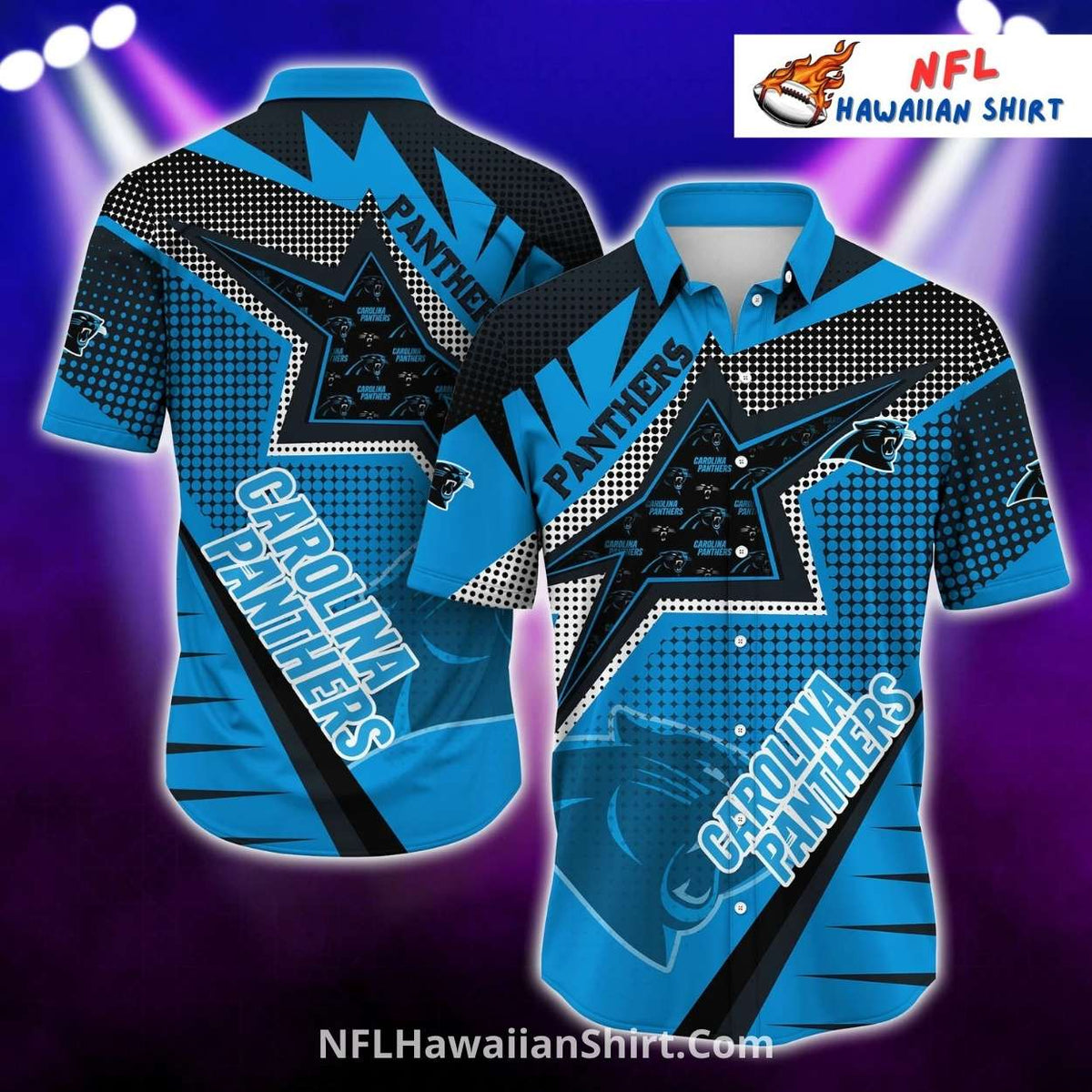 Star Pattern Carolina Panthers Hawaiian Shirt – Vibrant Fan Gear