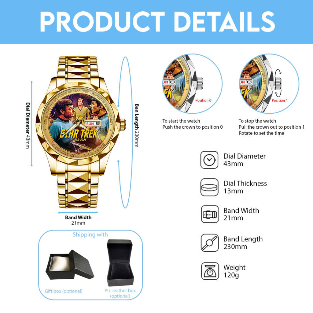 Star Trek 60th Anniversary 2026 Alloy Luxury Quartz Watch - TMTHU6026