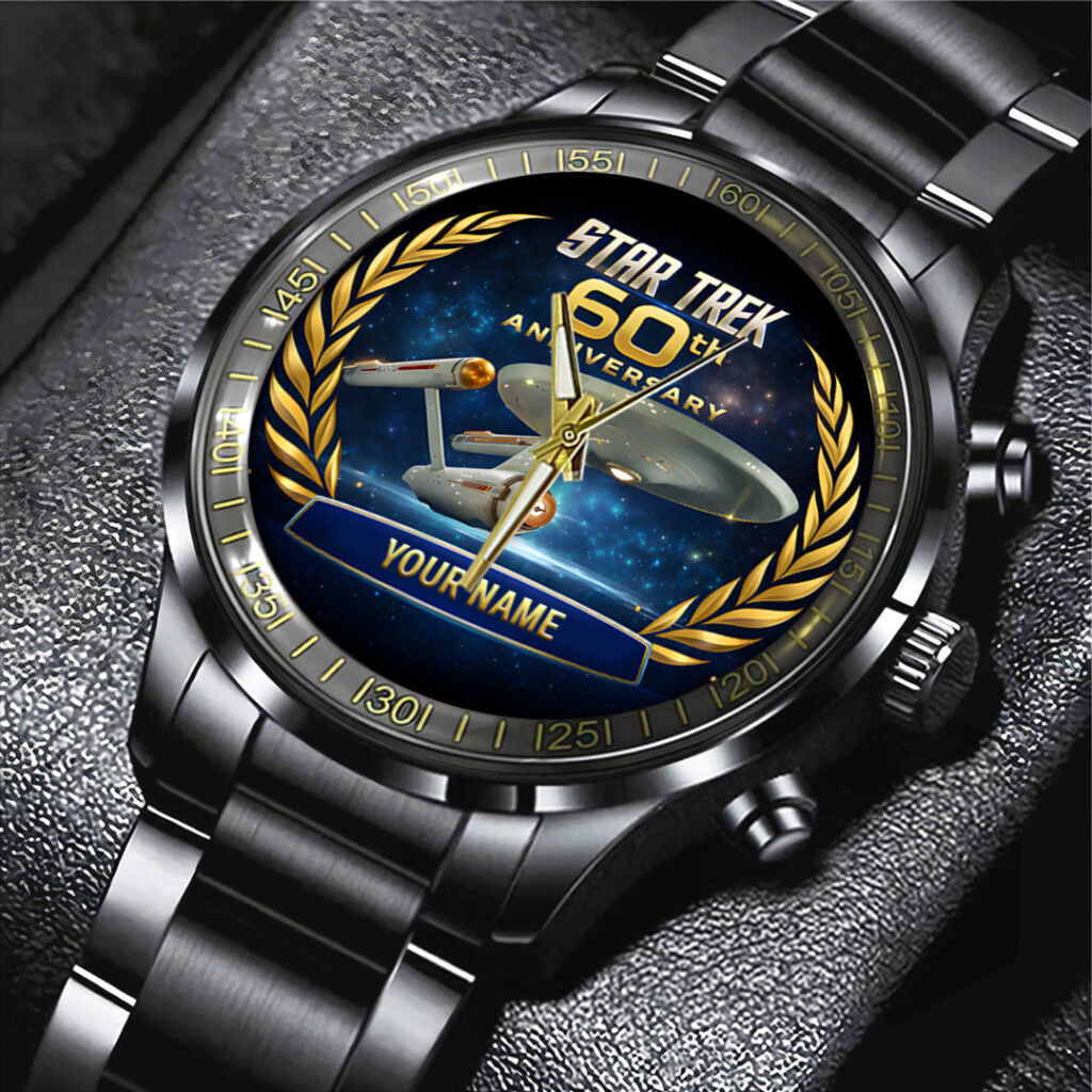 Personalized Star Trek 60th Anniversary 2026 Black Stainless Steel Watch - TANTN21223