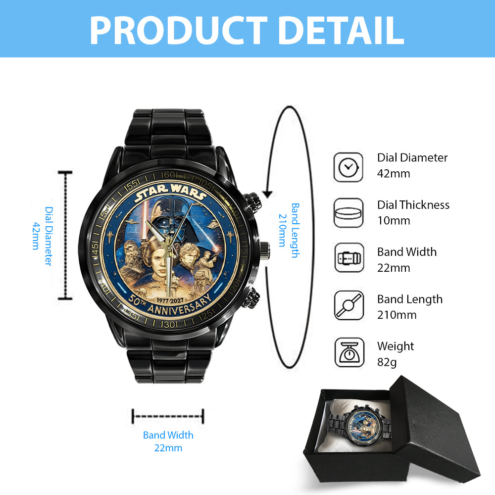 Star Wars 50th Anniversary 2027 Black Stainless Steel Watch - TMTHU5394