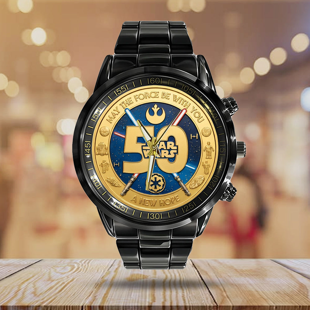 Star Wars 50th Anniversary 2027 Black Stainless Steel Watch - TMTHU5395