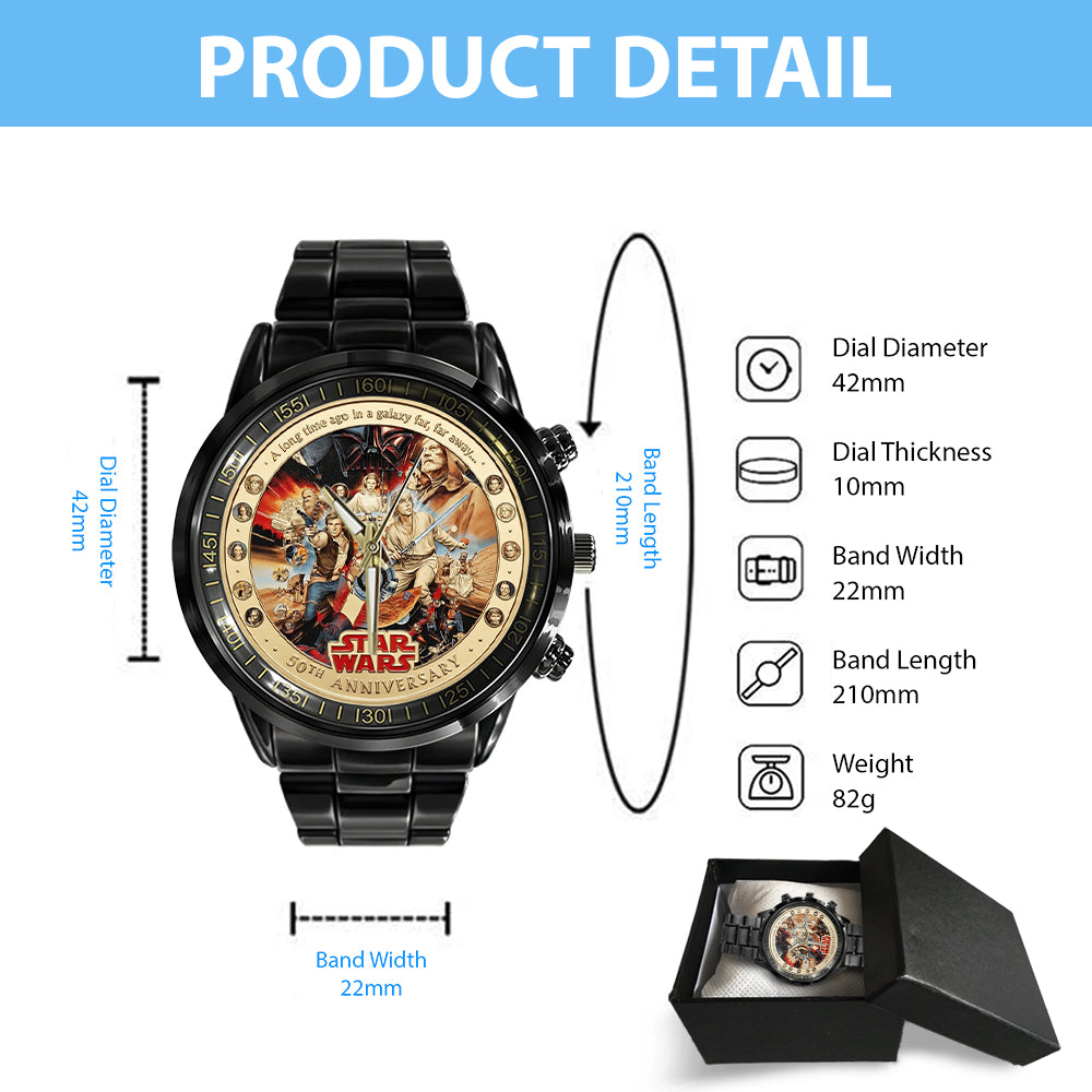 Star Wars 50th Anniversary 2027 Black Stainless Steel Watch - TMTHU5397