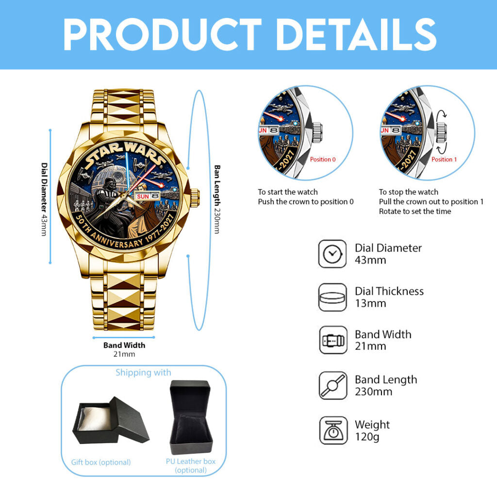 Star Wars 50th Anniversary Alloy Luxury Quartz Watch - TMTHU5087