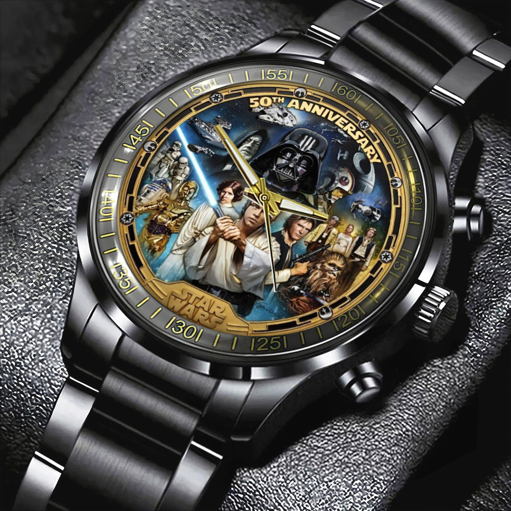 Star Wars 50th Anniversary Black Stainless Steel Watch - TMTHU4611