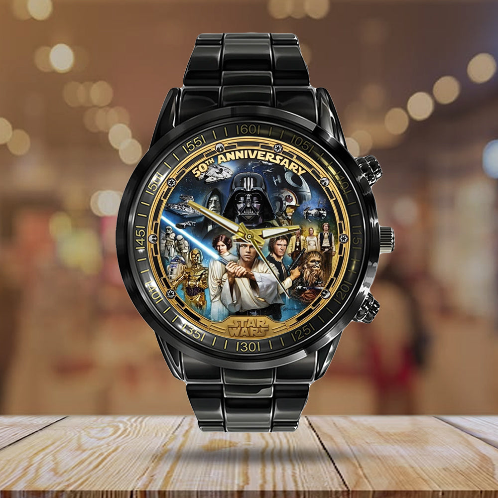 Star Wars 50th Anniversary Black Stainless Steel Watch - TMTHU4611