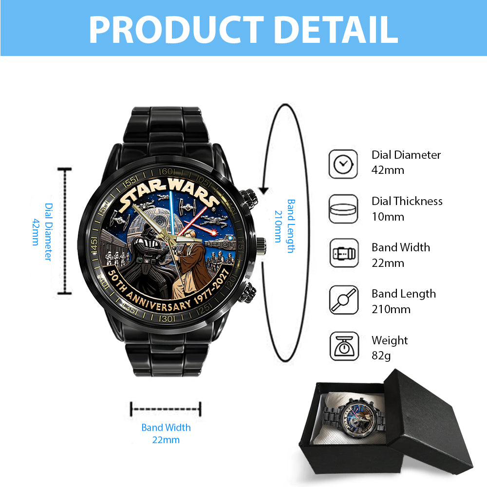 Star Wars 50th Anniversary Black Stainless Steel Watch - TMTHU5088