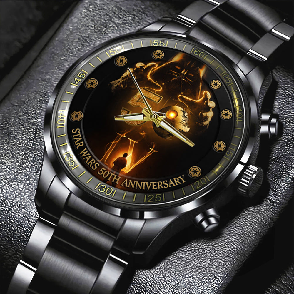 Star Wars 50th Anniversary Black Stainless Steel Watch - TMTHU6789