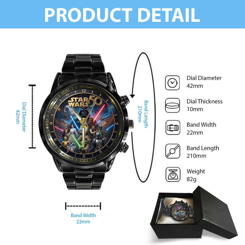 Star Wars 50th Anniversary Black Stainless Steel Watch - TMTHU7408