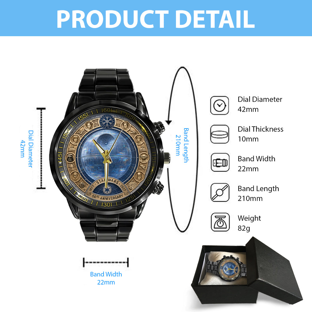 Star Wars 50th Anniversary Black Stainless Steel Watch - TMTHU7694