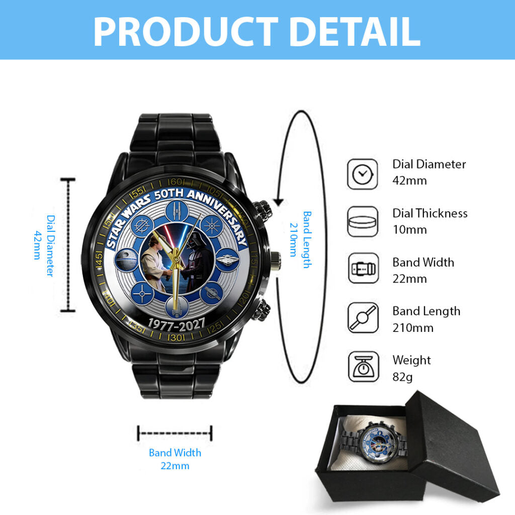 Star Wars 50th Anniversary Black Stainless Steel Watch - TANTN21483
