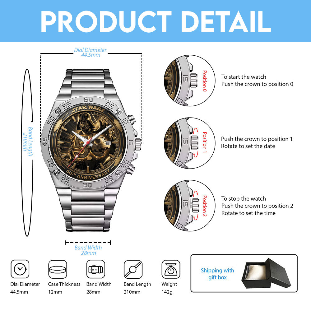 Star Wars 50th Anniversary Gentleman Stainless Steel Watch - TMTHU6667