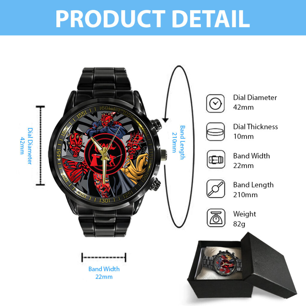Star Wars: Maul Shadow Lord Black Stainless Steel Watch - TANTN22669