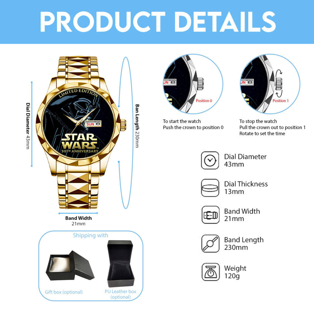 Star Wars 50th Anniversary Alloy Luxury Quartz Watch - TMTHU3044