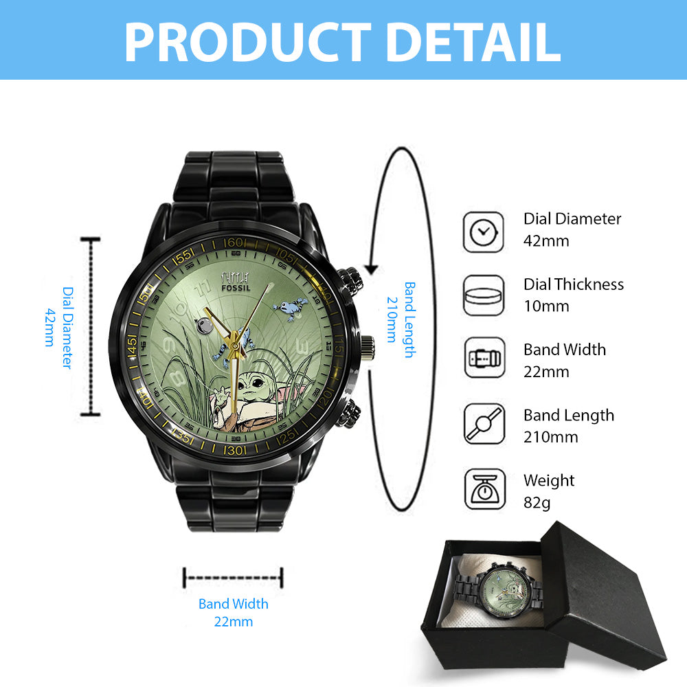 Star Wars: The Mandalorian and Grogu Black Stainless Steel Watch - GNE6387