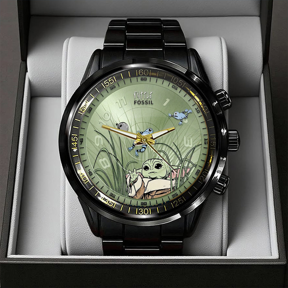 Star Wars: The Mandalorian and Grogu Black Stainless Steel Watch - GNE6387