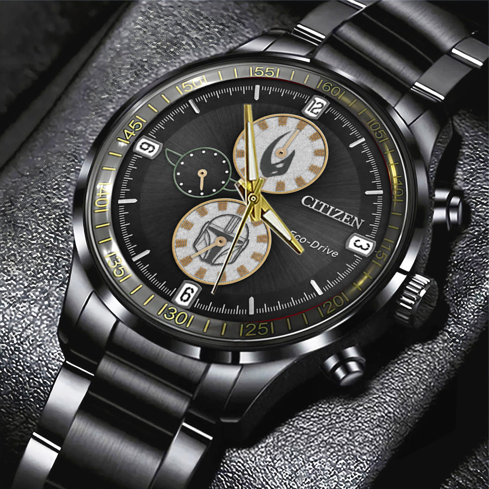 Star Wars: The Mandalorian and Grogu Black Stainless Steel Watch - GNE6523