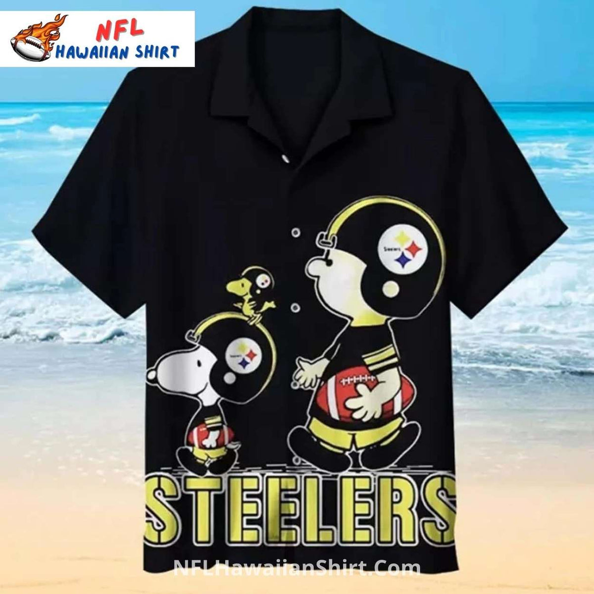 Steelers Aloha Shirt Snoopy Football Black And Gold Style