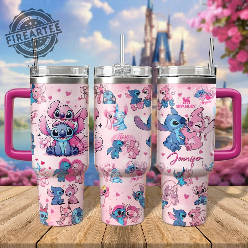 Stitch And Angel Custom Stanley Cup Tumbler Gift For Valentine