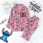 Stitch And Angle Valentine Day Pink Pajamas Set
