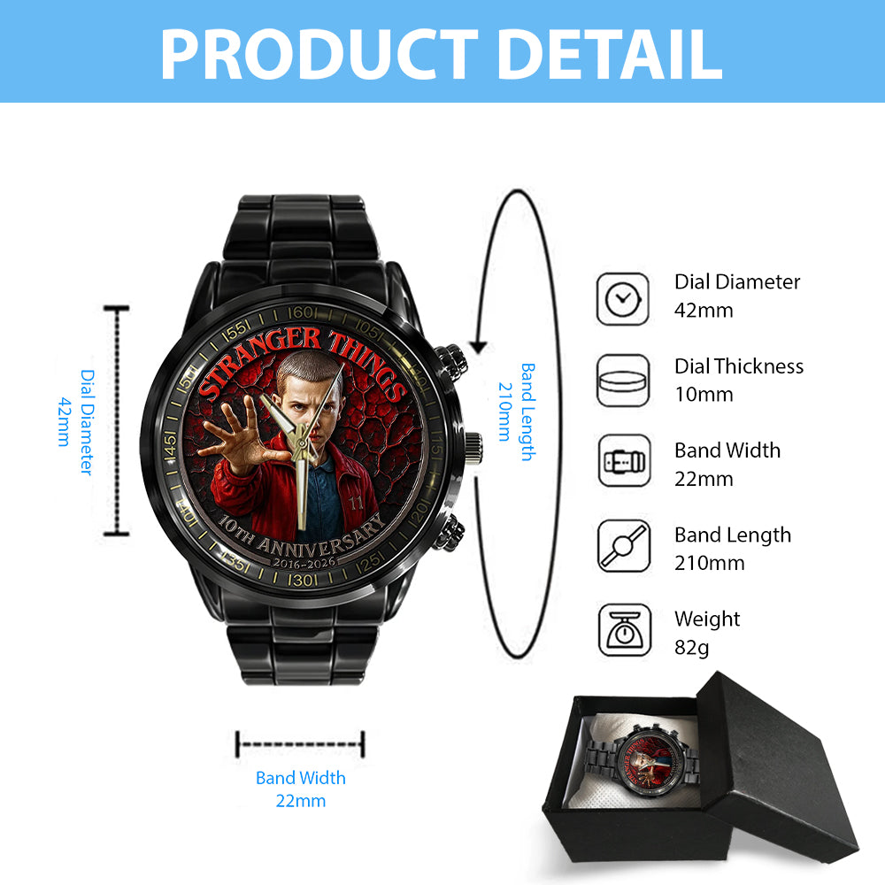 Stranger Things 10th Anniversary Black Stainless Steel Watch - MAITM13904