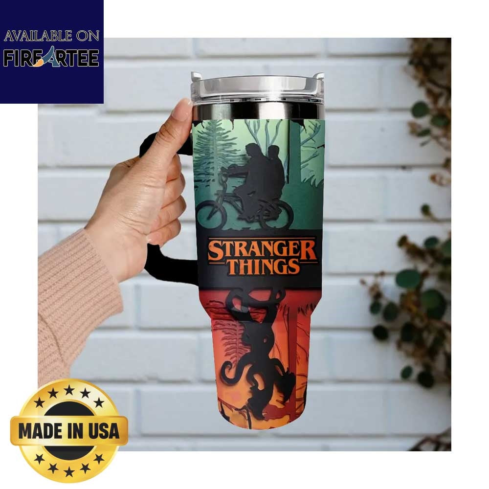 Stranger Things Tumbler 40Oz Personalized Name Biking Kids Demogorgon Cup
