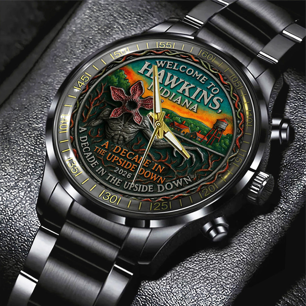 Stranger Things 10th Anniversary Coin 2026 Black Stainless Steel Watch - TANTN19007