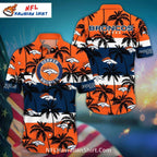 Striped Denver Broncos Hawaiian Shirt With Palm Trees