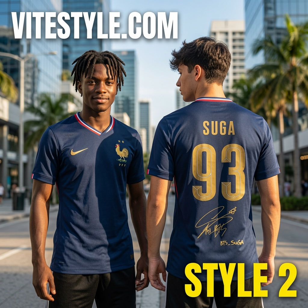 Suga BTS France Football Team Jersey