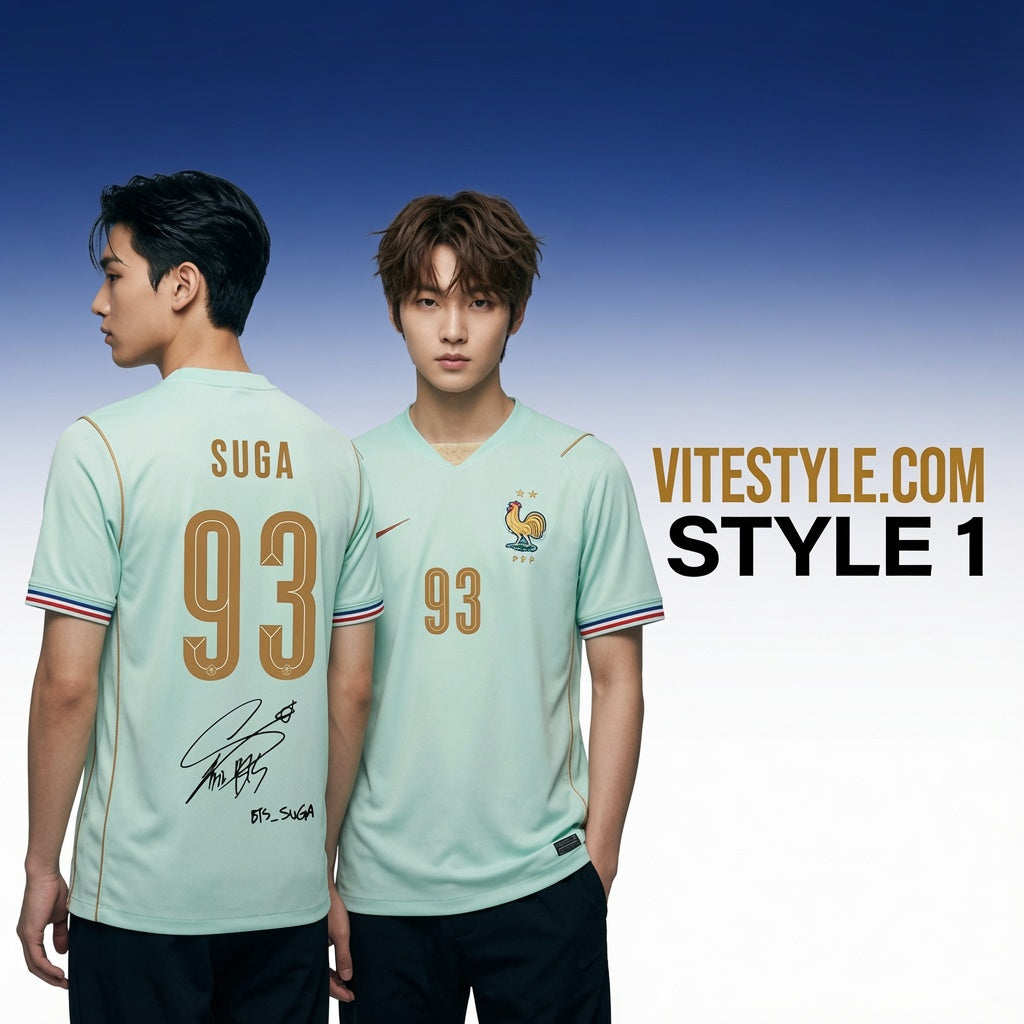 Suga BTS France Football Team Jersey