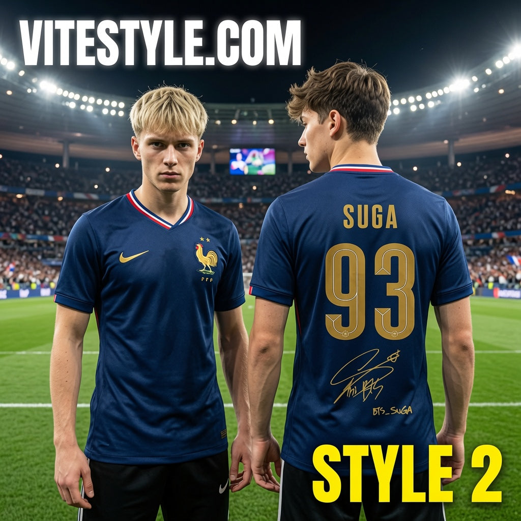 Suga BTS France Football Team Jersey