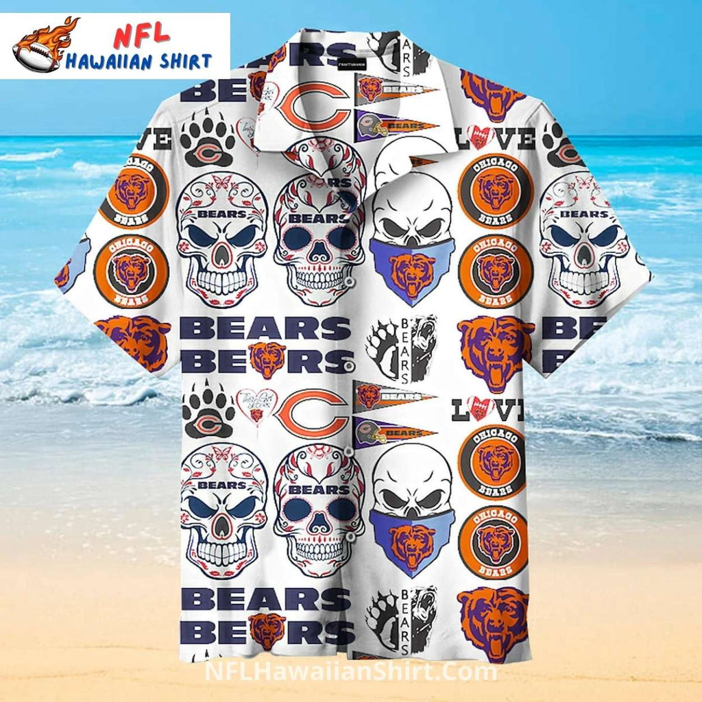 Sugar Skull Chicago Bears Aloha Shirt With Skull Patterns
