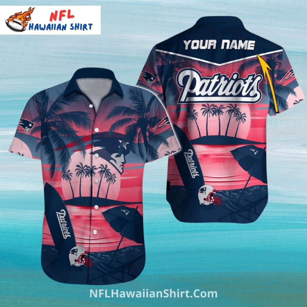 Sunset Beach New England Patriots Aloha Shirt