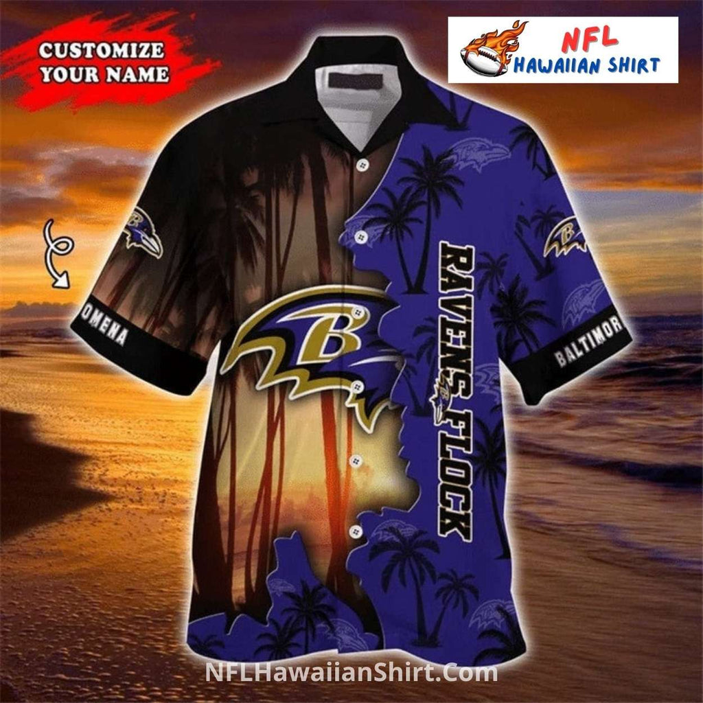 Sunset Gradient Baltimore Ravens Customizable Aloha Shirt