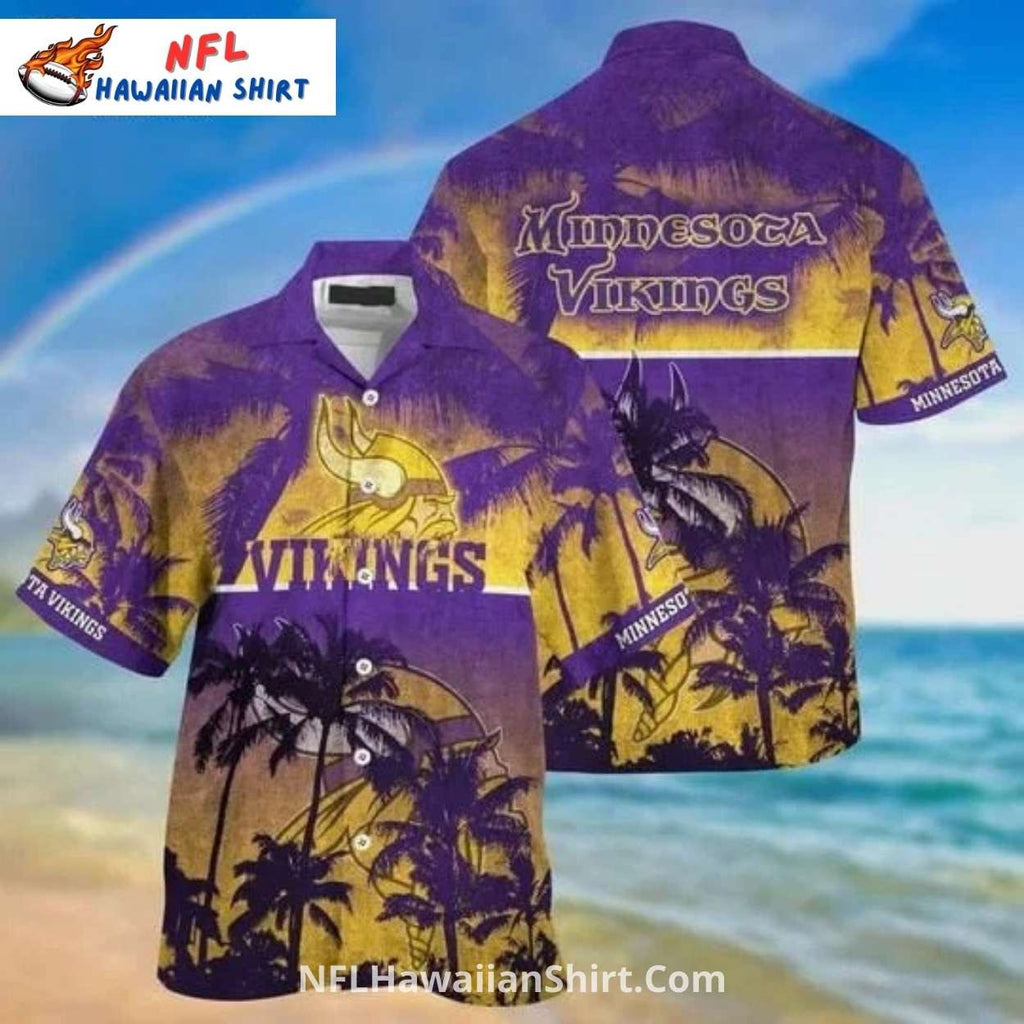 Sunset Palm Tree Minnesota Vikings Aloha Shirt