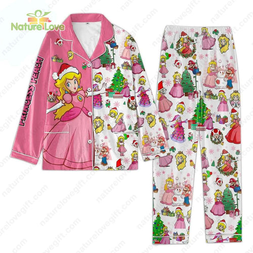 Super Mario Princess Peach Christmas Pajamas Set