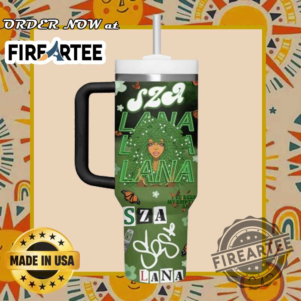 Sza Custom Name Tumbler Green Lana Design Butterfly And Floral Theme Personalized Tour 2025