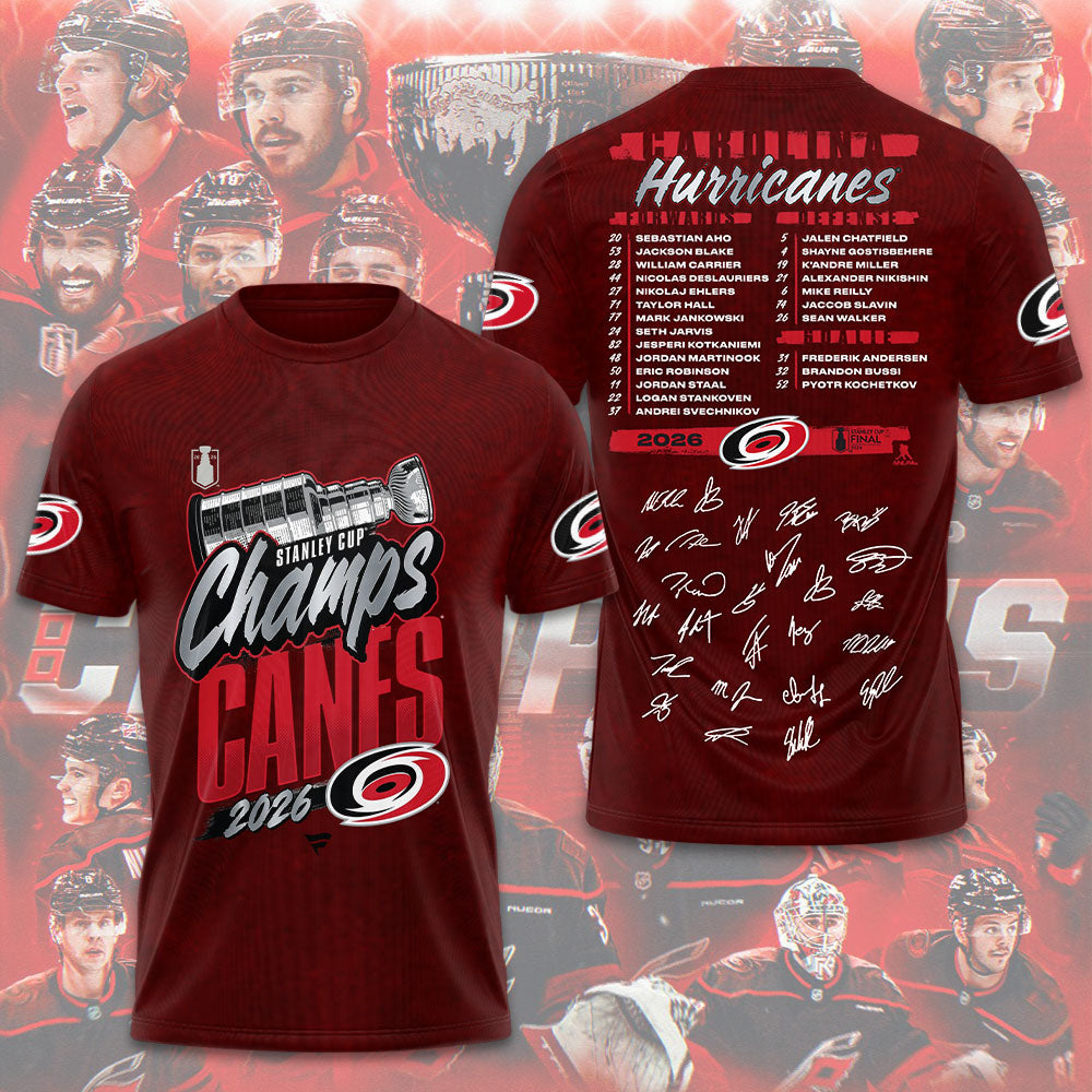 Carolina Hurricanes 2026 Stanley Cup Champions 3D Apparel – TMTHU6936