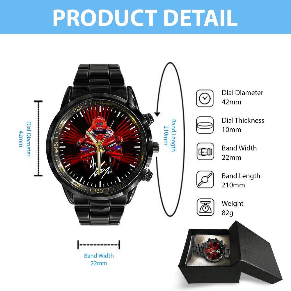 Ducati Lenovo Team x Marc Márquez Black Stainless Steel Watch - TANTN 11761