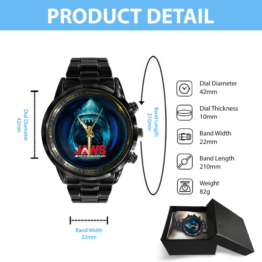 Jaws 50th Anniversary Black Stainless Steel Watch - TANTN 12259