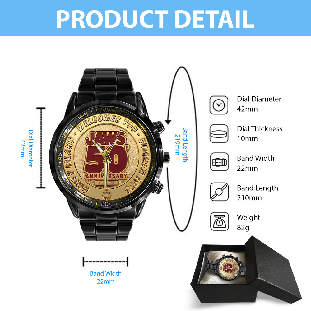Jaws Black Stainless Steel Watch - TANTN 13289