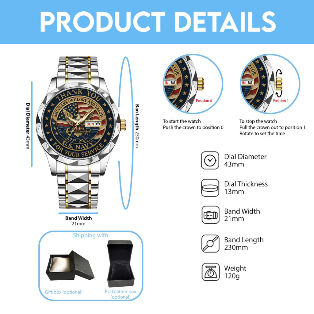 US Navy Alloy Luxury Quartz Watch - TANTN 14649